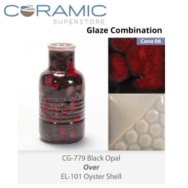 Black Opal - CG779 over Oyster Shell - EL101 Glaze Combination Black Opal - CG779 over Oyster Shell - EL101 Glaze Combination